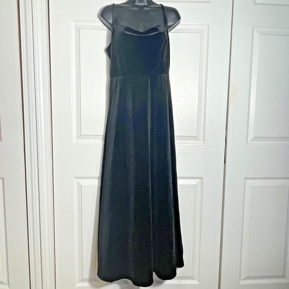 Fashion Mural Dress Women Medium Black Velvet Maxi Sleeveless Gown Whimsigoth - Picture 1 of 10